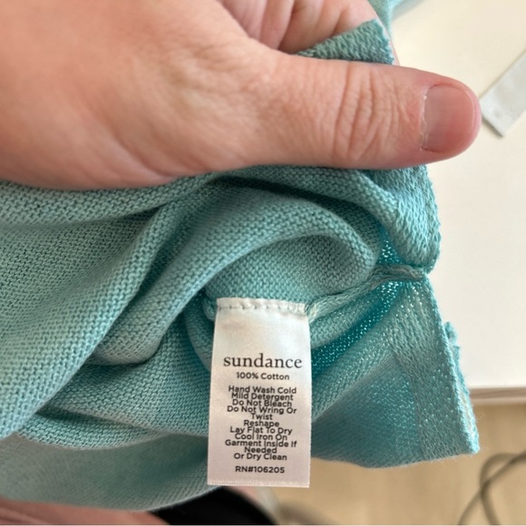 Women’s Sundance Laurette Sweater Tee, Aqua, Petite Medium - Picture 6 of 6